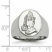 Prsten za molitvene ruke od poliranog nehrđajućeg čelika i srebra