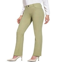 Ženske jednobojne rastezljive hlače s visokim strukom s džepovima za zabave i spojeve