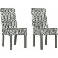 Bočna stolica od 2 komada, 2 komada, sivo-bijelo pranje