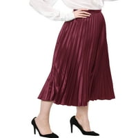 Jedinstveni prijedlozi Ženska nabrana midi suknja A kroja s harmonikom visokog struka s metalnim sjajem