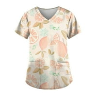 Rasprodaja Plus size bluza s kratkim rukavima s grafičkim printom radna odjeća Ženske modne bluze s izrezom u obliku slova H, narančasta,