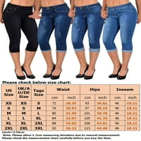 Ženske traper Capri hlače s patentnim zatvaračem, obične Capri traperice, ženske modne hlače, svečane hlače u plavoj boji