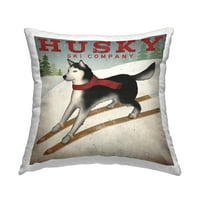 Stupell Industries Vintage Ski Company Husky Dog Snowy Design Dizajn Ryana Fowlera jastuka za bacanje