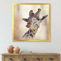 Dizajnerska umjetnost portret žirafe iz blizine uokvirena umjetnička gravura za seosku kuću