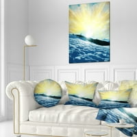 Dizajn zima s plavim vodama na zalasku sunca - jastuk za bacanje morske obale - 12x20