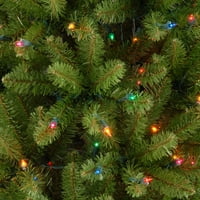 Umjetno tanko božićno drvce s unaprijed osvijetljenim zelenim, kraljevskim jelom, raznobojnim vijencima, uključuje stalak, noge