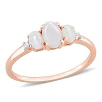 Ženski prsten od 10 karatnog ružičastog zlata Opal ovalni opal s naglaskom od 10 karatnog ružičastog zlata ovalni prsten s tri kamena