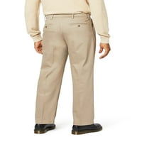 Muške hlače širokog kroja, pamučne rastezljive hlače s potpisom, Kaki hlače s naborima