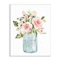 Stupell Industries Pink Rose Blooms Country Vase s uzorkom Script Grafička umjetnost Umjetnost Umjetnička umjetnost, dizajn po slovima