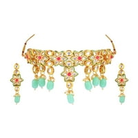 + Kamenje kristalno zelena cvjetna ogrlica ogrlica naušnice indijski nakit set Vjenčanje tradicionalni ljubav nakit za žene
