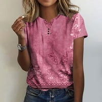 Rasprodaja ženskih vrhova ispod $ Plus Size Modne Ležerne majice s printom, široke majice kratkih rukava, bluza od tunike s izrezom