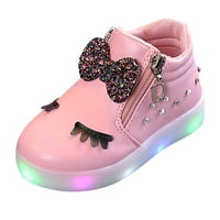 Veličina cipela za djevojčice, čizme s LED svjetlom i mašnom, sportske tenisice za malu djecu u ružičastoj boji