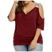 Ženske majice s otvorenim ramenima Plus size, široke Ležerne majice kratkih rukava, bluze