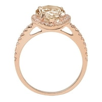 2. Dijamantna kruška izrezana imitacija šampanjca od ružičastog zlata 14k s umetcima prsten od 9,5