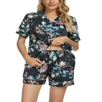Jedinstvene ponude ženske cvjetne gumbe dolje košulja kratke hlače satenski pidžama setovi za spavanje