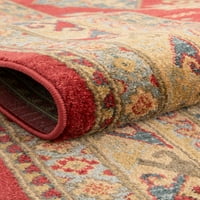 Jedinstveni tkalački stan u crvenom i plavom 8-inčnom okruglom tradicionalnom cvjetnom tepihu savršen je za blagovaonicu hodnika