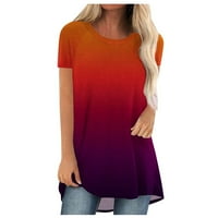 Ženske majice, bluze, Ženske košulje kratkih rukava s labavim grafičkim printom, Okrugli vrat, ljeto, narančasta, e-mail