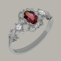 Ženski prsten od bijelog zlata 18K britanske proizvodnje s prirodnim ružičastim turmalinom i kubičnim cirkonijem - opcije veličine-veličina