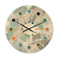 DesignArt 'lišće retro dizajn I' Moderni zidni sat iz sredine stoljeća