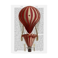 Zaštitni znak likovna umjetnost 'Rasprostranjeni tisak s balonom s vrućim zrakom, crveno' platno umjetnost Fab Funky