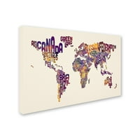 Zaštitni znak likovne umjetnosti Tekstualna karta svijeta Canvas Art od Michaela Tompsetta