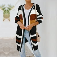 Ženski džemperi od kardigana, kratka drapirana pletena lagana ležerna gornja odjeća s dugim rukavima s otvorenim prednjim dijelom