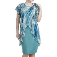 Ženska haljina od šifona s lepršavim rukavima s digitalnim printom veličine plus ljetna moda s nepravilnim rubom ležerna haljina