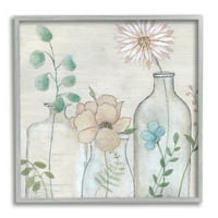 Stupell Industries Miješane rustikalne vaze za divlje cvijeće Botaničke i cvjetne slike siva uokvirena umjetnička print zidna umjetnost