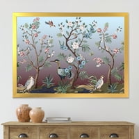 DesignArt 'chinoiserie s peonijima i pticama xi' tradicionalni uokvireni umjetnički tisak