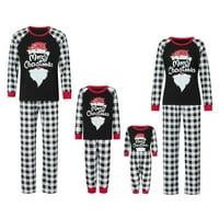 odgovarajuće božićne pidžame za cijelu obitelj u Australiji: vrhovi dugih rukava s okruglim vratom s printom šešira Djeda Mraza +