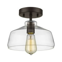 Osvjetljenje stropna svjetiljka u industrijskom stilu u svijetloj trljanoj bronci s prozirnim sjenilom 9