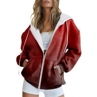 Majica s kapuljačom za žene Zima Jesen modna sportska jakna s džepom s patentnim zatvaračem opušteni ležerni vrhovi s gradijentnim