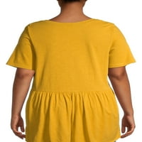 Terra & Sky Women's Plus Size V-Neck Babydoll majica
