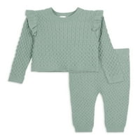 Moderni trenuci Gerber Baby & Toddler Girl CABLENT PLECTH RUFFLE PROPAK & HART, Dvodijelni set odjeće