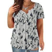 Rasprodaja ljetnih majica za žene modna bluza s grafičkim printom Ležerne Ženske bluze kratkih rukava labave svijetlo sive 4 inča
