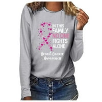 Pokloni za rak dojke za žene Top za grudi ležerna majica s dugim rukavima pulover bluza