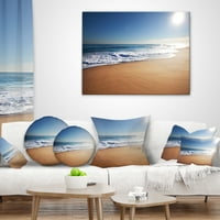 DesignArt mirno plava morska obala s bijelim suncem - jastuk za bacanje morske obale - 16x16