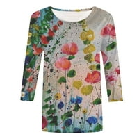 Majice s rukavima Plus veličine, uklopljene Ženske majice s cvjetnim printom s okruglim vratom do lakta, ženske odjevne majice, vjenčane