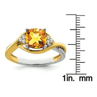 Primal Gold Karat s dvobojnim jastukom Citrin i dijamantni prsten