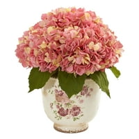 Divovski umjetni aranžman Hortengea u cvjetnoj tiskanoj vazi