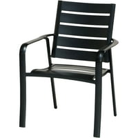 5-dijelni set za blagovanje za komercijalne terase s aluminijskim stolicama s naslonom od lamela i stolom od lamela od 38 inča