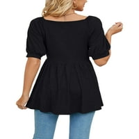 A. M. / ženski ljetni topovi, majica s izrezom u obliku slova A. M., obična majica, modna ležerna bluza s kratkim rukavima, Crna