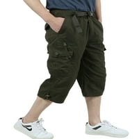 Muške Capri hlače s elastičnim strukom i džepovima, pripijene hlače za trčanje s ravnim nogavicama, donji dio s maskirnim printom