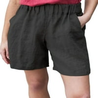 Ženske široke široke hlače s džepovima, Ležerne kratke pripijene hlače, mini hlače s elastičnim strukom, crne naramenice