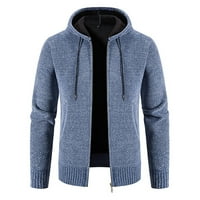 Zimski kaputi za muškarce, Muški modni džemper za jesen / zimu sa stojećim ovratnikom, ležerna jakna od flisa u plavoj boji 2 inča