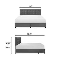 Podstavljeni okvir kreveta veličine mumbo-mumbo s ladicama za odlaganje, Tamno siva