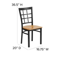 Restoranska stolica about series about s crnim prozorskim naslonom i metalnim sjedalom od prirodnog drveta