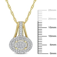 10-karatni dijamantni privjesak za žene od 10-karatnog žutog zlata s dvostrukim Halo krugom