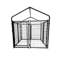 Proširivi uzgajivačnica za pse za teške uvjete rada i ogradica s krovom i kišnim pokrivačem-4 noge - Crna