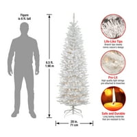 Umjetno tanko božićno drvce, bijelo, Kraljevsko drvo, bijela svjetla, uključuje stalak, 6 stopa
